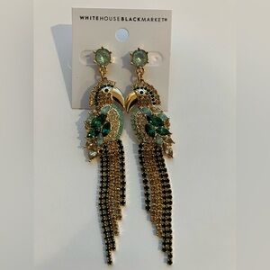 White House Black Market Gold and Green Parrot Earrings
